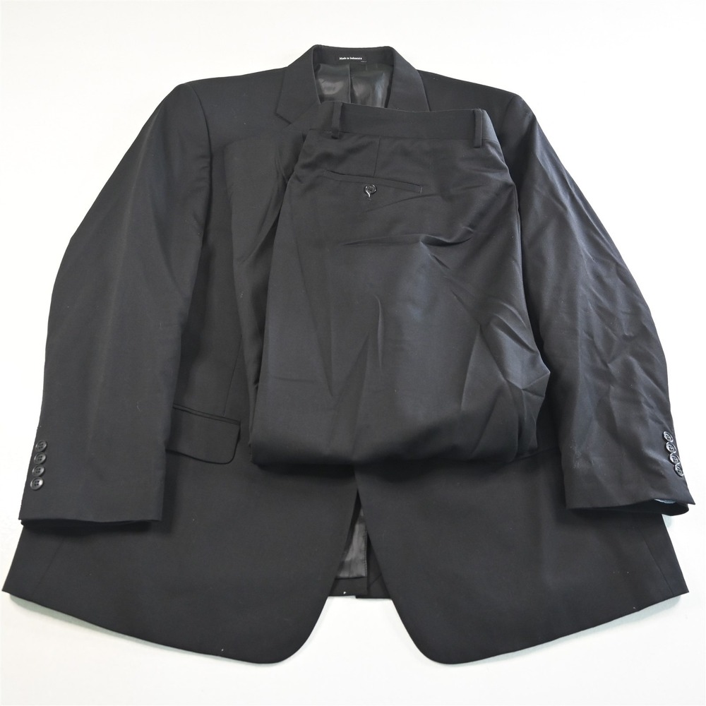 Joseph & Feiss 46S 44x29 Solid Black 100% Wool Mens Jacket Pants Suit